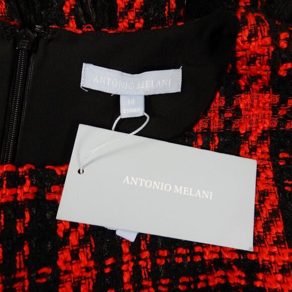 ANTONIO MELANI Irine Sheath Sleeveless DRESS Size 14 Tweed Feather Red NEW $199 - Picture 3 of 7